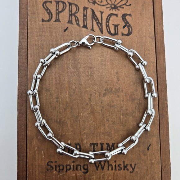 Silver Stainless Steel Bracelet - Stylish Silver Bracelet - Picture 3 of 7